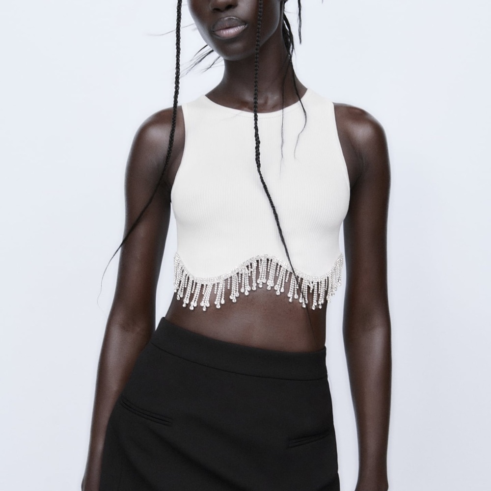 Zara crop top rhinestone